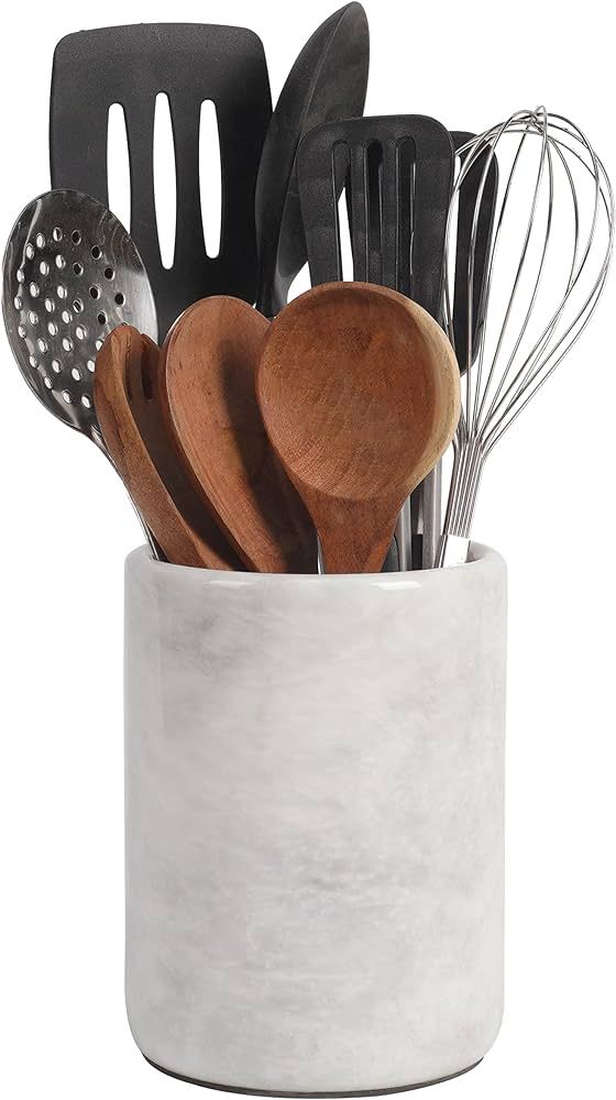 Utensil Holder Spoon Caddy Countertop Handmade Marble kitchen Utensils set organizer - 4.5x4.5x6.... | Amazon (US)