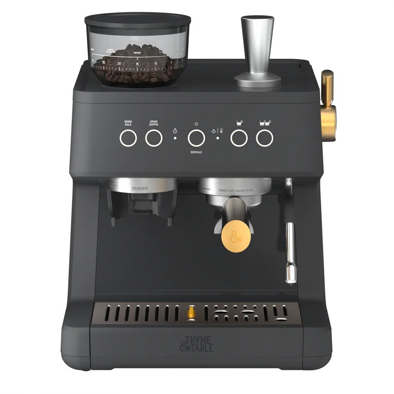 Thyme & Table Barista Grade Espresso Machine with 15-Bar Pressure, Conical Burr Grinder and Steam... | Walmart (US)