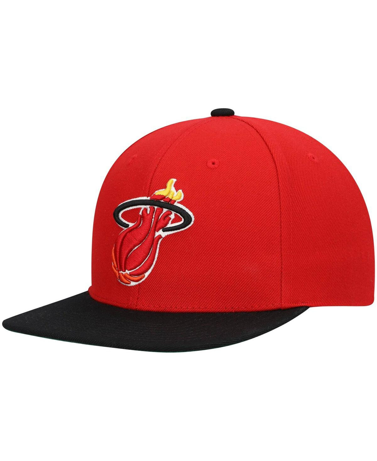 Men's Mitchell & Ness Red, Black Miami Heat Hardwood Classics Team Two-Tone 2.0 Snapback Hat - Red, Black | Macy's