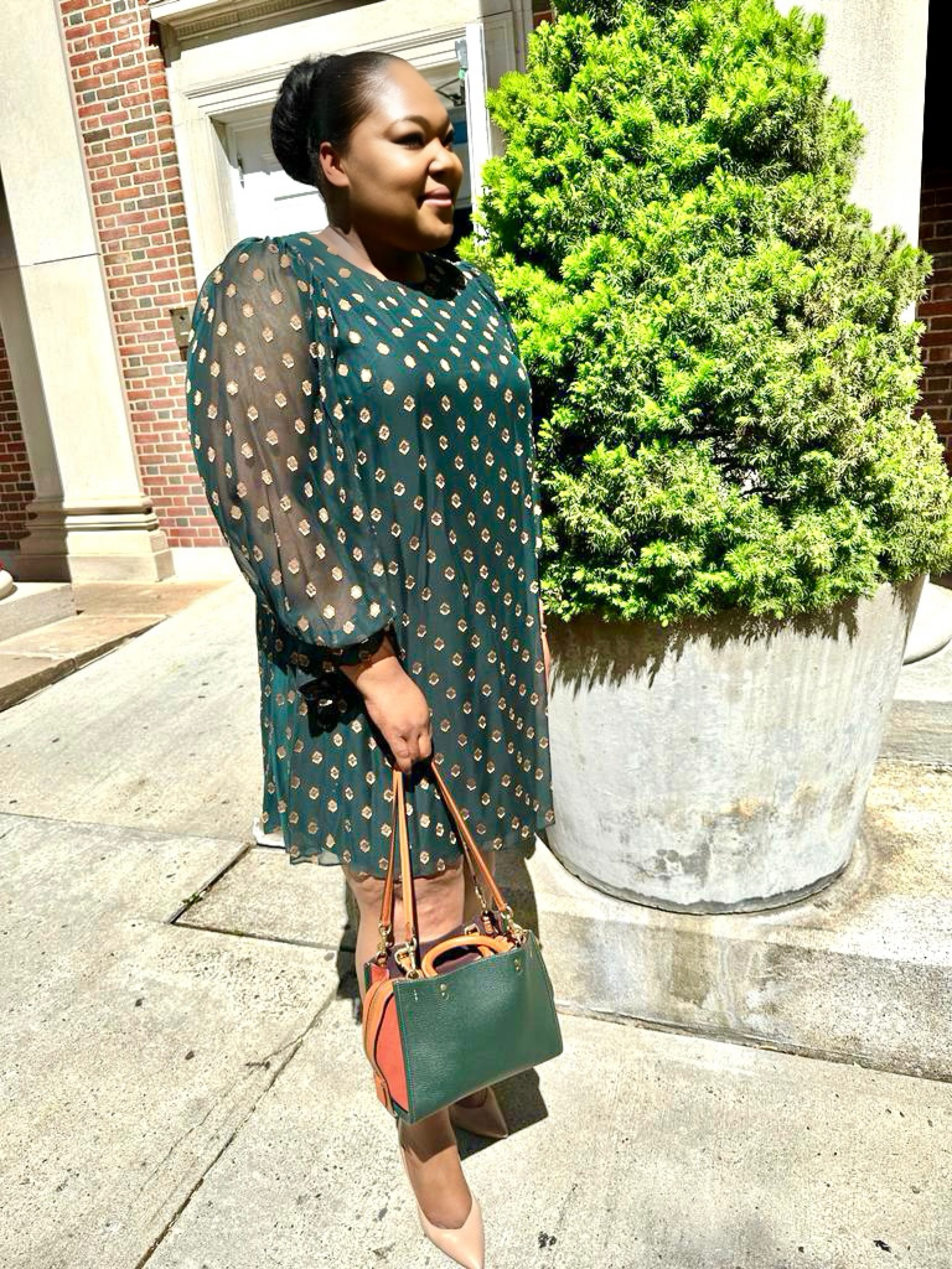 A long sleeve simple shift dress can still create an elevated look with a classic pump and great handbag  

#LTKcurves #LTKFind #LTKSeasonal