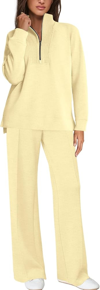 Yanekop Womens 2 Piece Tracksuit Half Zip Sweatsuits Long Sleeve Spring Matching Set Sweatshirt a... | Amazon (US)