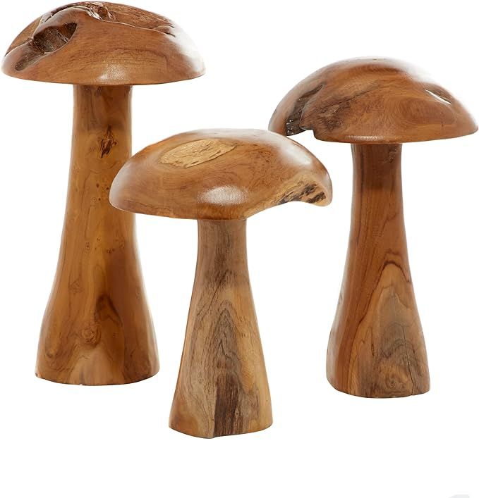 Deco 79 Teak Wood Mushroom Handmade Live Edge Sculpture with Natural Smooth Finish, Set of 3 16",... | Amazon (US)