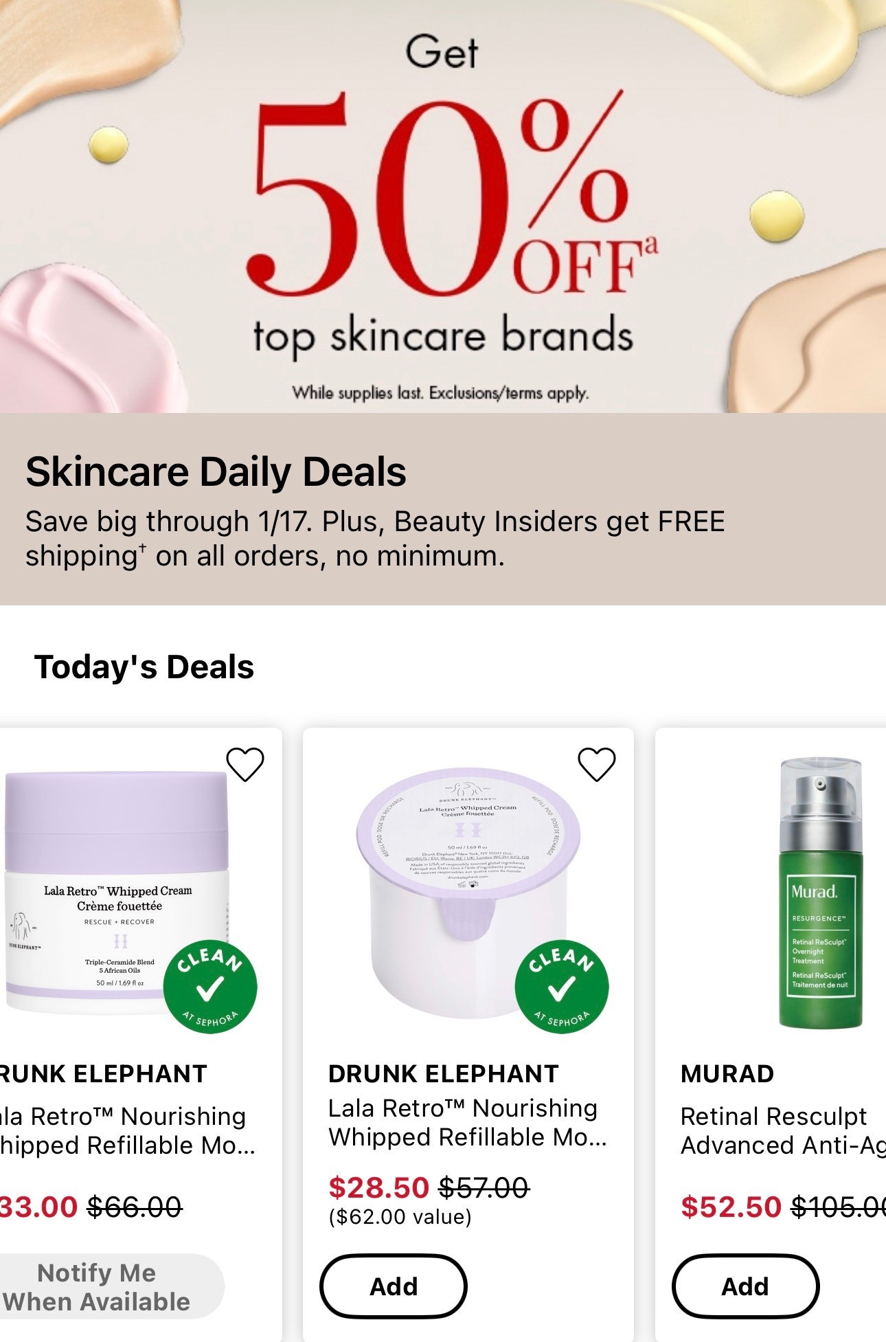 50% OFF One day sale Drunk Elephant and Murad #skincare #sale 

#LTKSaleAlert #LTKselfcare #LTKBeauty