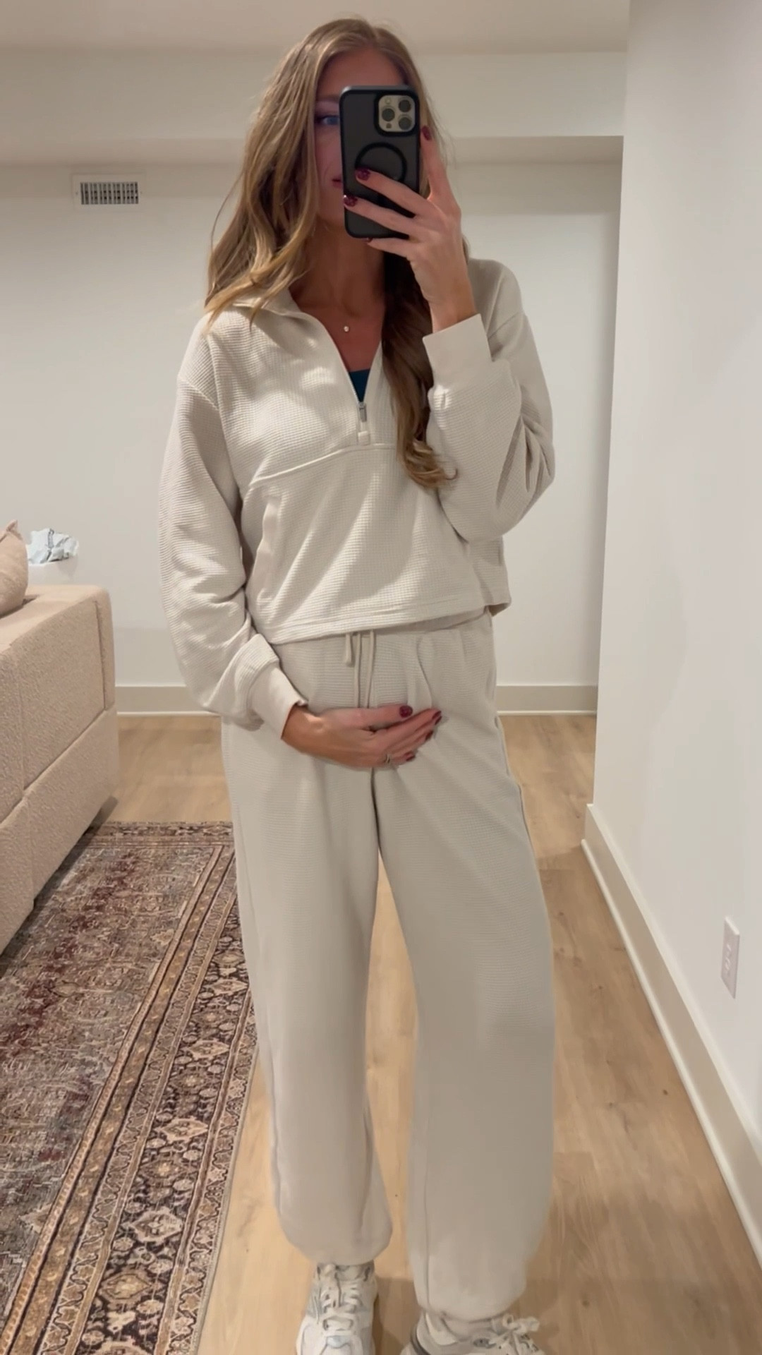Athleta Semi Annual Sale!!!! Extra 30% off sale items.  My waffle knit lounge set is 40% off!! Tall sizes and bump friendly.  Pre pregnancy I am usually a small tall (Athleta runs a tad bigger on me) but I am wearing medium tall to last me through the rest of pregnancy. @athleta #athletapartner

#LTKootd #LTKActive #LTKgrwm