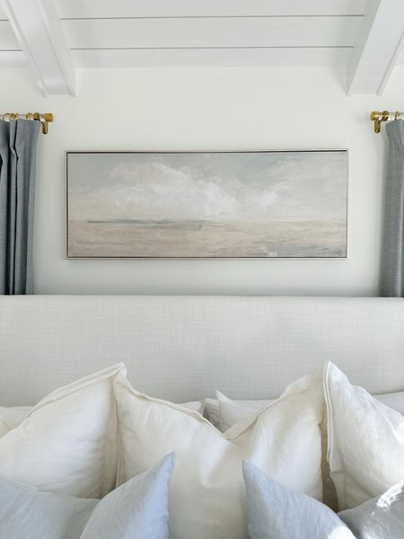 I get so many questions about our serene and neutral coastal art that is above our bed. I found this piece (already framed) at Homegoods, but was able to find the same art in a similar size! 

I recommend the 24x48” size for above a King size bed, and the 18x36” size for over a Queen size bed. It comes as a stretched canvas piece. If you want it framed, a framer can easily float frame it 

#LTKstyletip #LTKhome #LTKFind