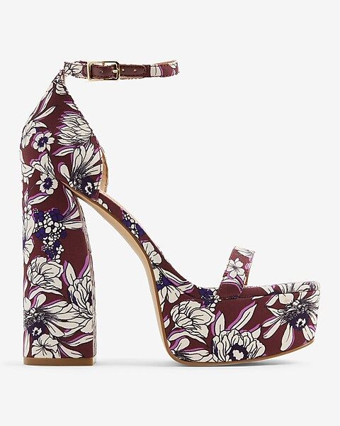 Floral Platform Heeled Sandals | Express