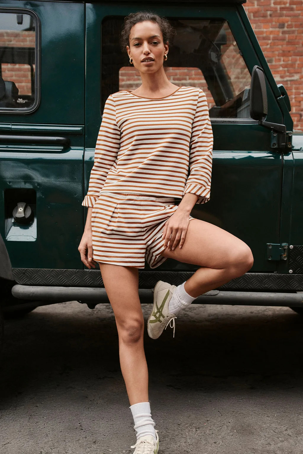 Field Short Set in Cinnamon Tricot Stripe | Lake Pajamas