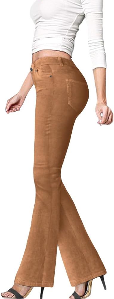 Hybrid & Company Super Comfy Stretch Women 5 Pockets Corduroy Boot Cut Pants | Amazon (US)