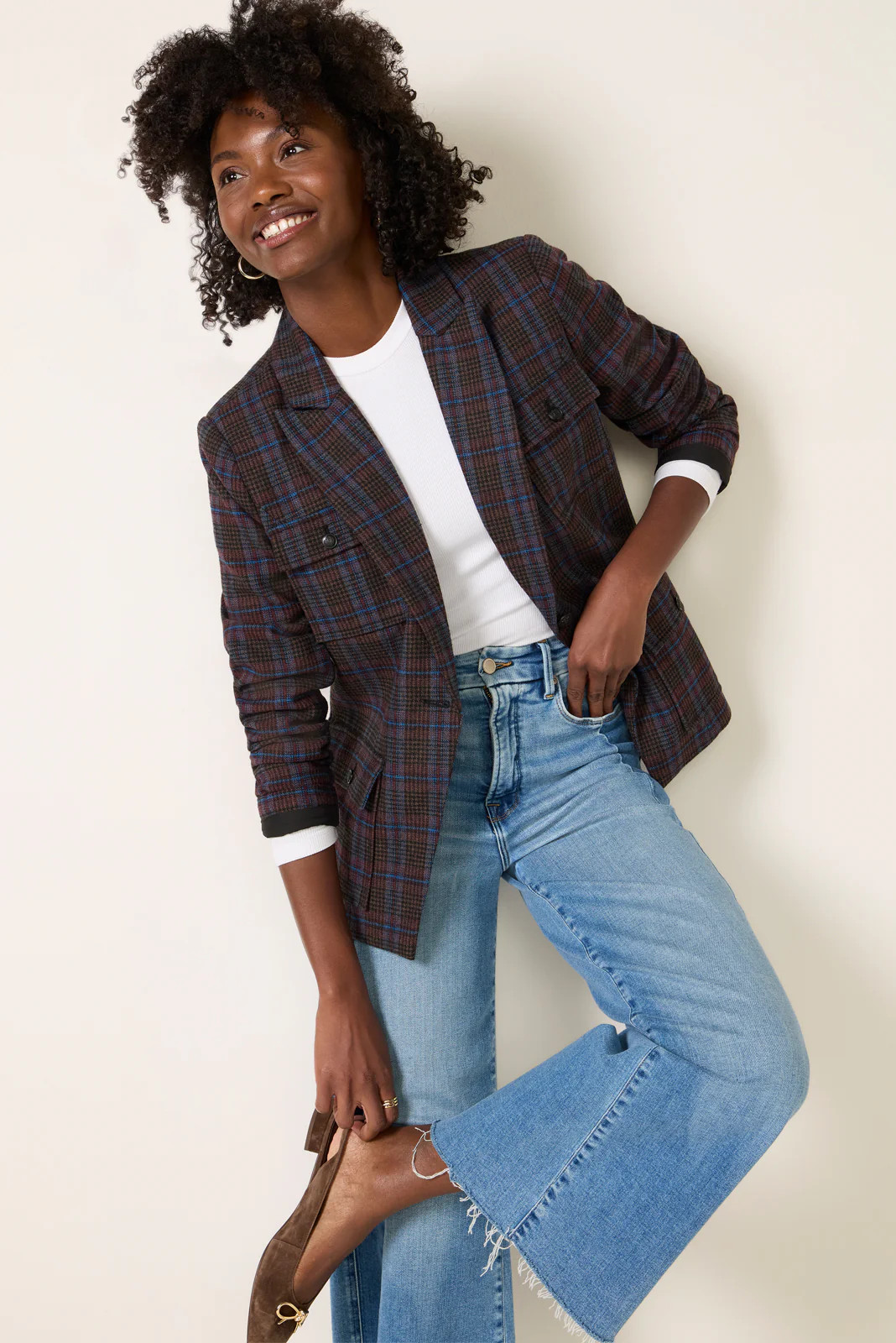 Jackie Plaid Blazer | Evereve