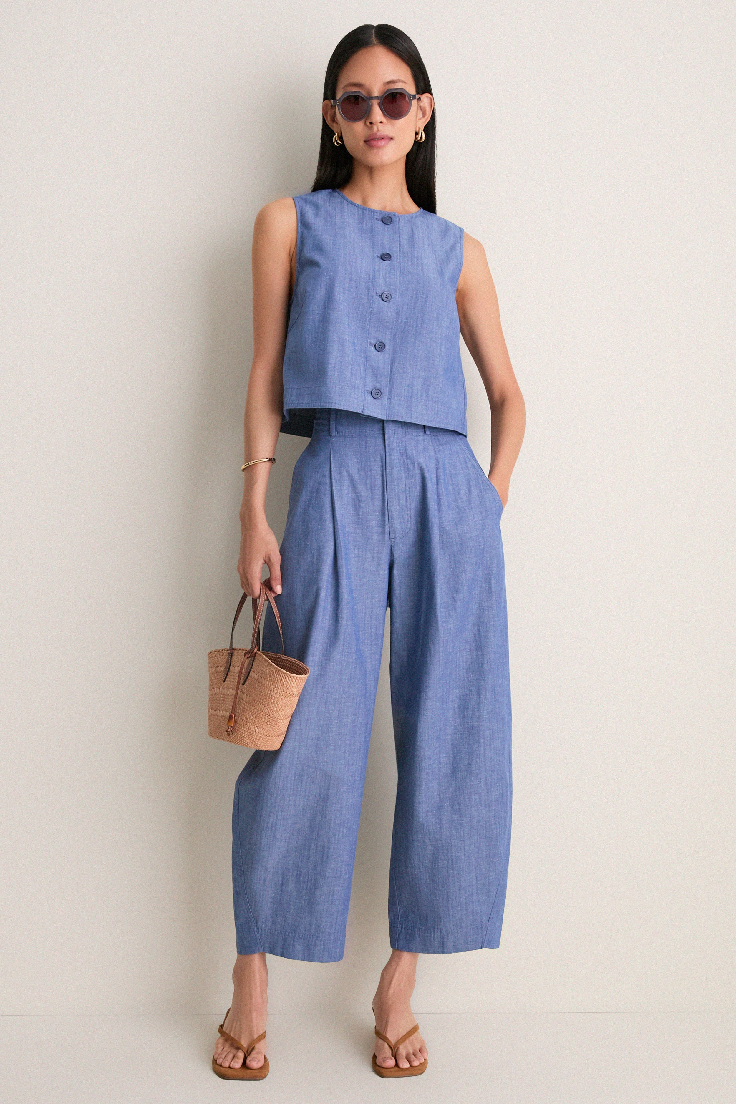 Chambray Bari Crop Trouser | Tuckernuck (US)