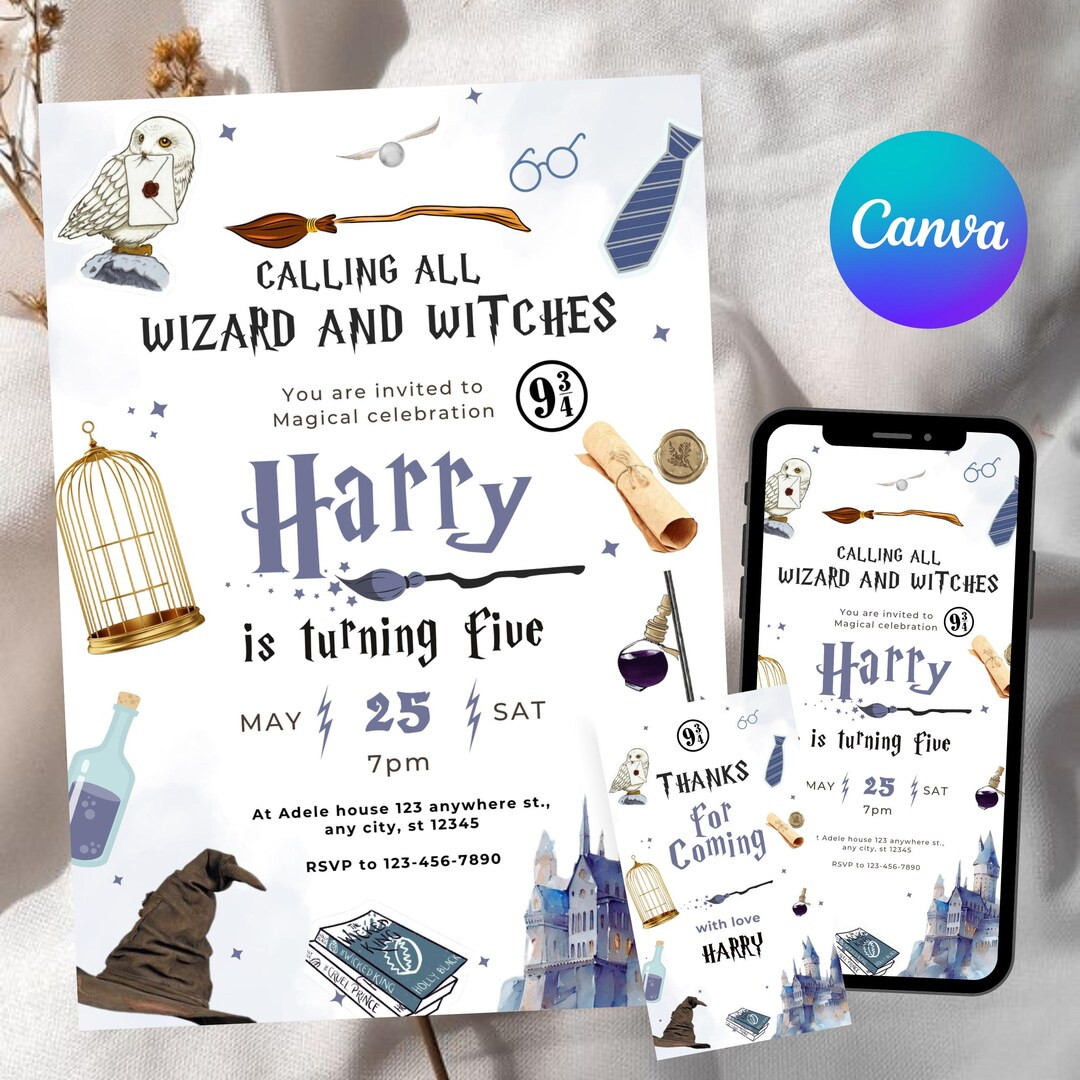 Editable Wizard Birthday Invitation, Magic Theme Birthday Party Template, Kids Birthday Invitatio... | Etsy (US)