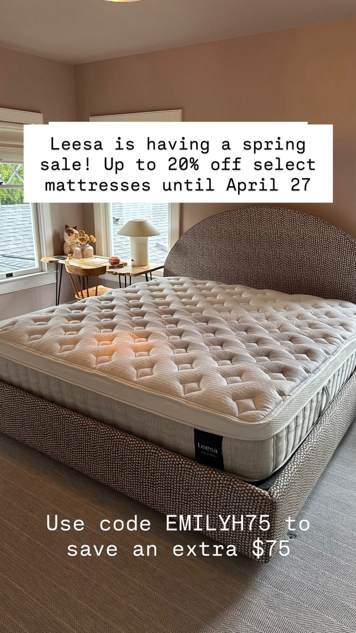 As you guys know I’m a huge fan of Leesa mattresses so of course we had to get one for our guest room! Leesa is having a 20% off select mattresses spring sale right now, plus get an extra $75 off with code EMILYH75  :) @leesasleep #leesapartner #leesasleep #ad

