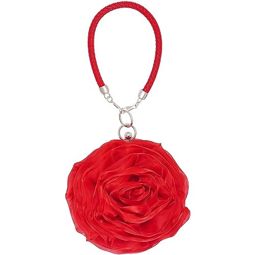 Women Rose Clutch Satin Rose Shaped Clutch Handbag Floral Evening Bag Red for Wedding Party Christmas Mother's Day Gift | Amazon (US)