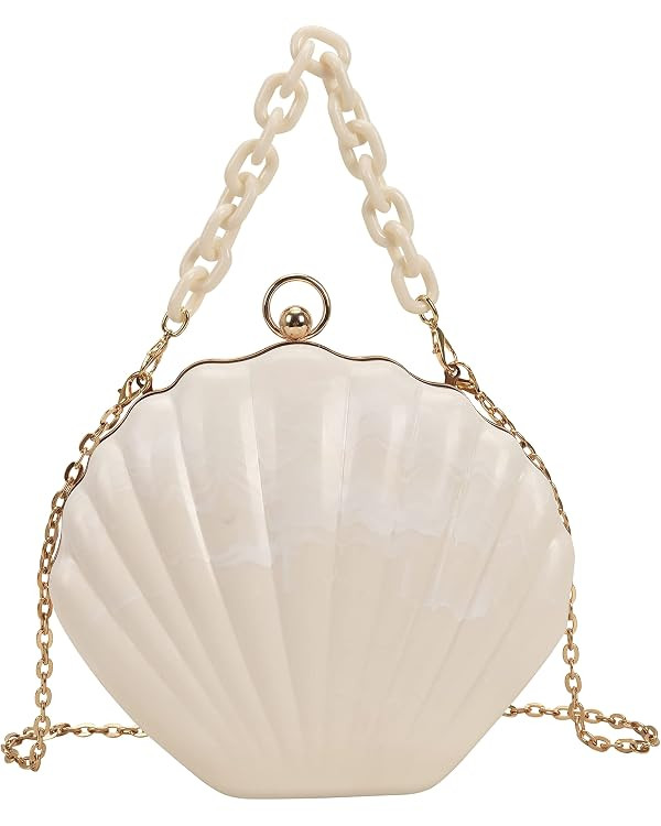 Women Seashell Evening Bag Purse Mermaid Chain Strap Clutch Handbag Shoulder Bag | Amazon (US)