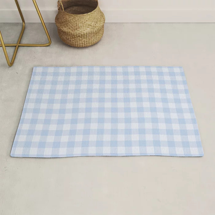 Gingham Pattern - Blue Rug | Society6
