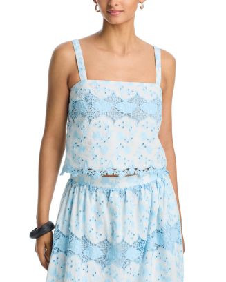 AQUA Embroidered Top - Exclusive | Bloomingdale's Women | Bloomingdale's (AU)
