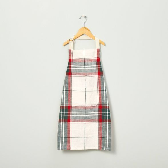 Kids' Holiday Plaid Woven Cooking Apron Red/Green - Hearth & Hand™ with Magnolia | Target
