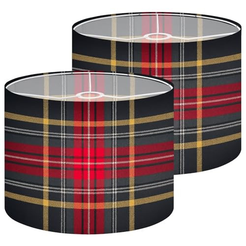 Large Lamp Shades Set of 2 Plaid Tartan Colored seamless plaid tartan for fabric design 10 Easy Assembly Required Fabric Lamp Shades for Kitchen Living Room Decor 16x16x12" | Amazon (US)