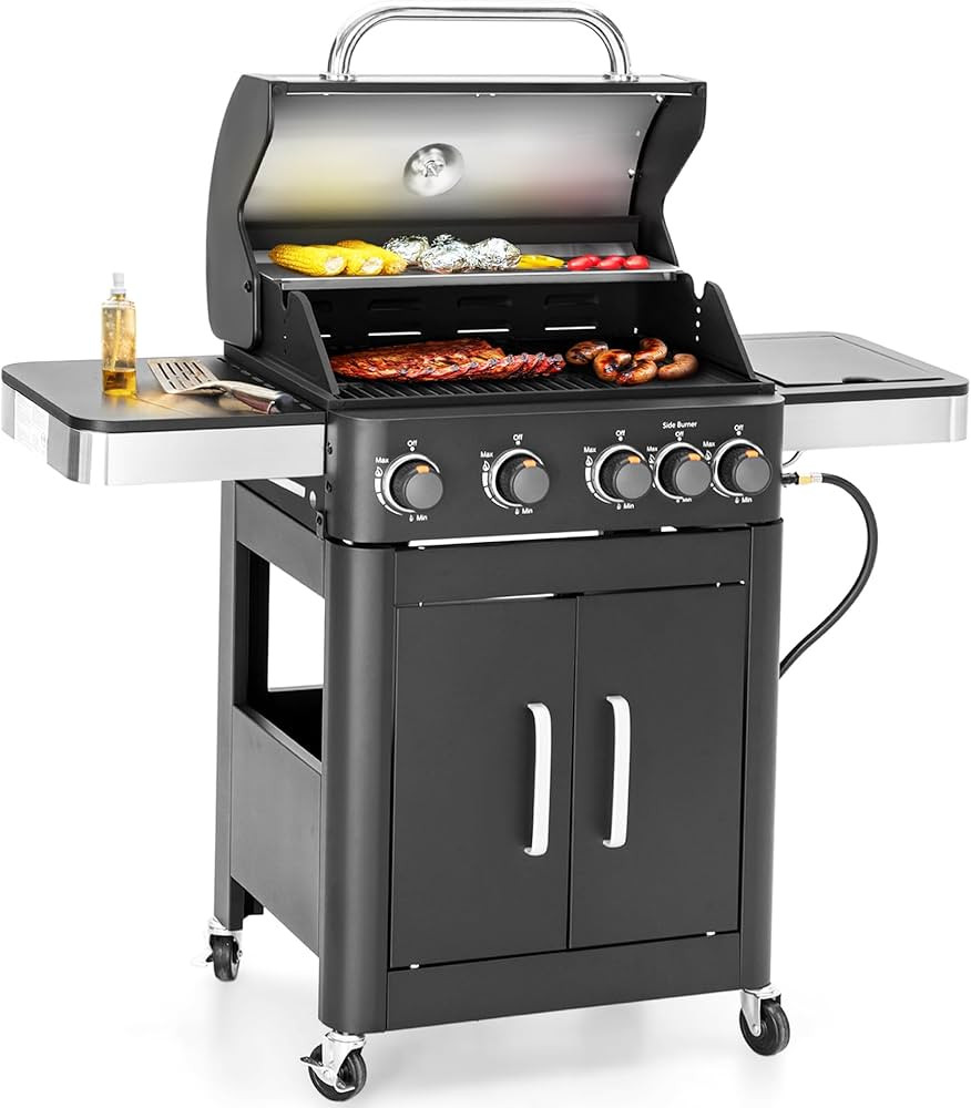Sophia & William 4-Burner Gas BBQ Grill with Side Burner & Porcelain-Enameled Cast Iron Grates, O... | Amazon (US)