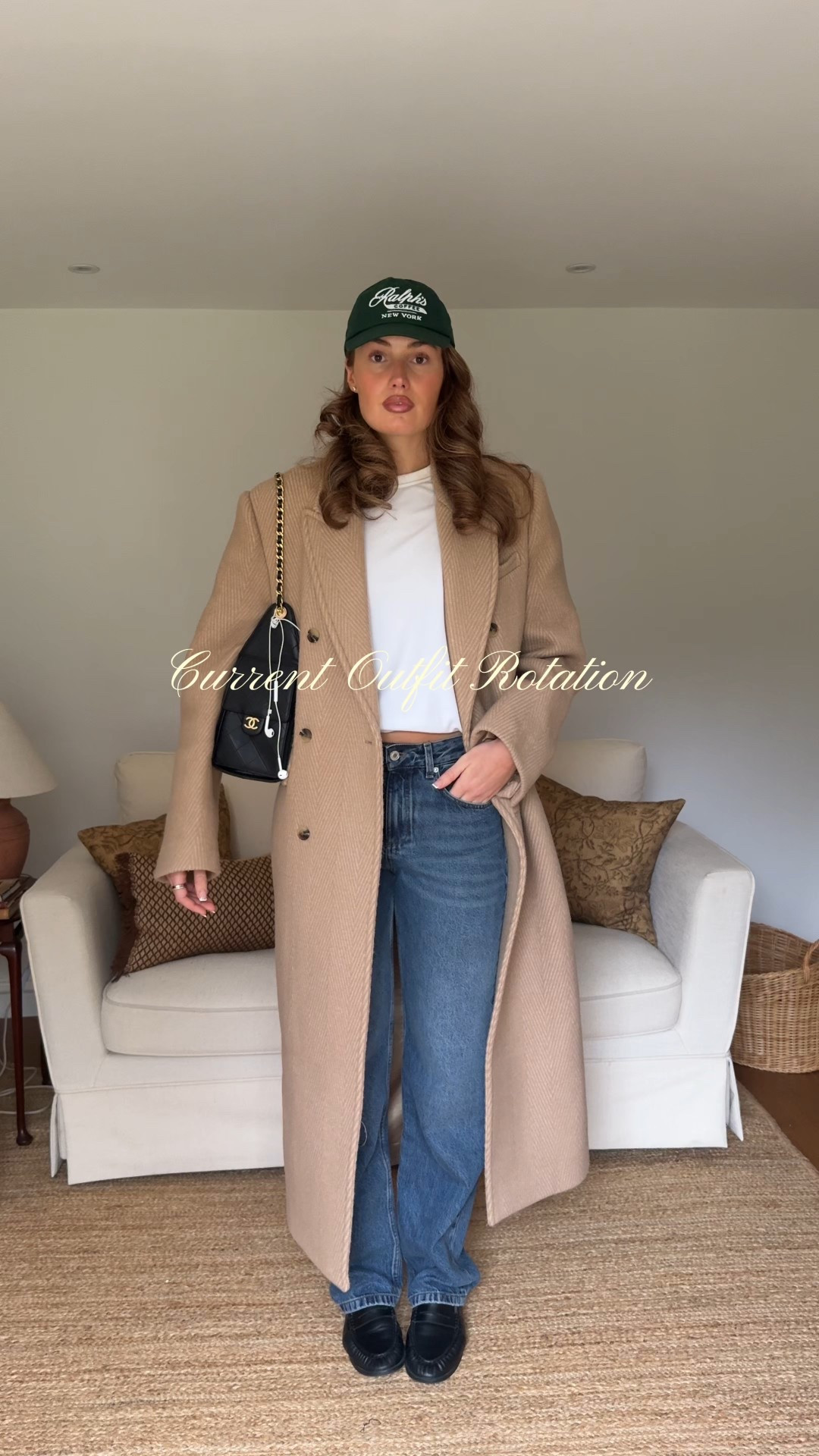 everyday outfits, outfit rotation, beige wool coat, oversized Helsa coat, Uniqlo white t shirt, wardrobe basics, Massimo Dutti jeans, suede bag, demellier bag, meshki coors, meshki blazer, pinstripe blazer, low rise black trousers, reformation trousers, black loafers, dark denim 

#LTKspring #LTKuk