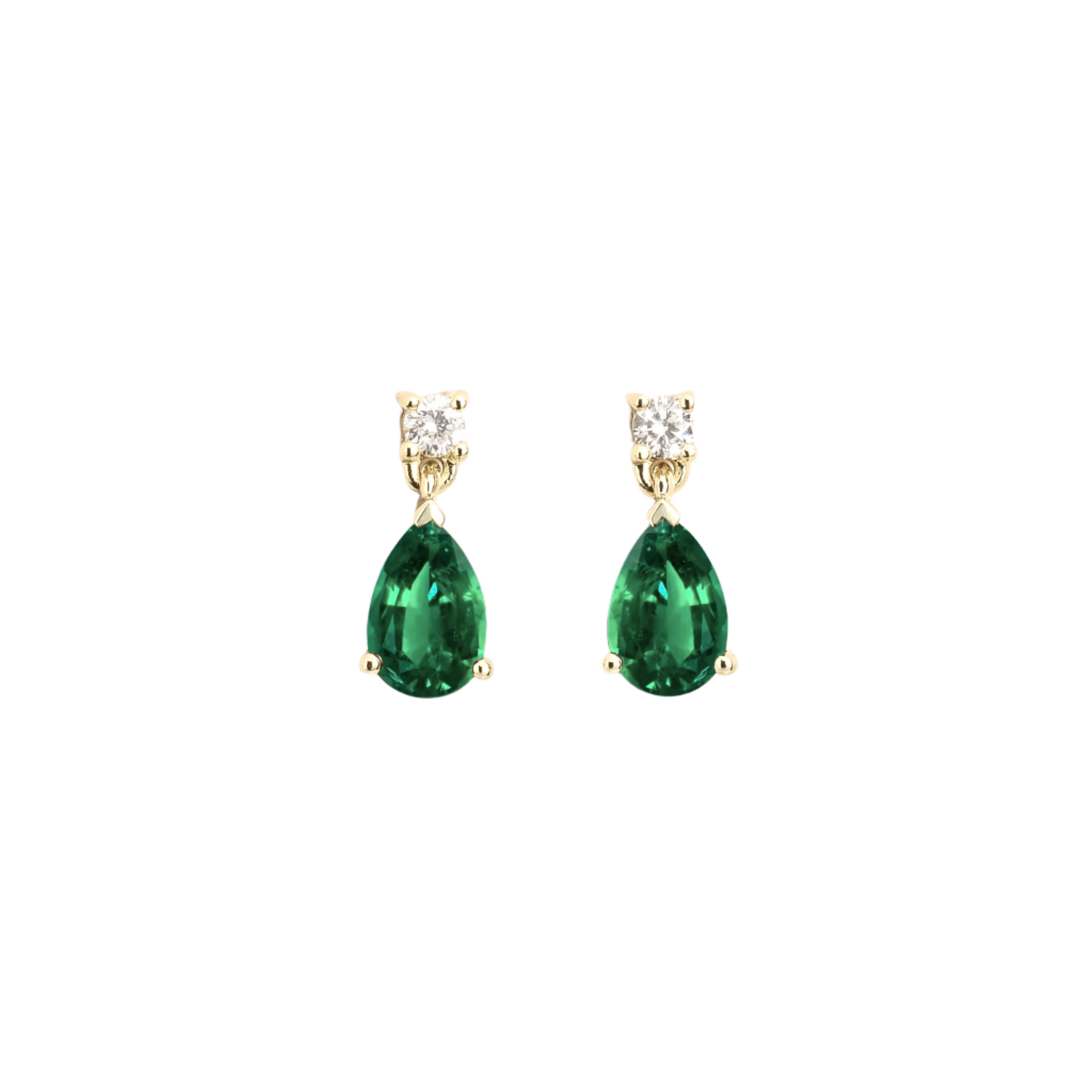Pisa White Gold Earrings Set With Emerald & Diamond | Wolf & Badger