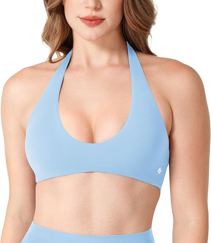 YEOREO CoreFlex U Neck Workout Sports Bra | Halter, Open Back, Gym, Deep V, Low Impact, Yoga, Bac... | Amazon (US)
