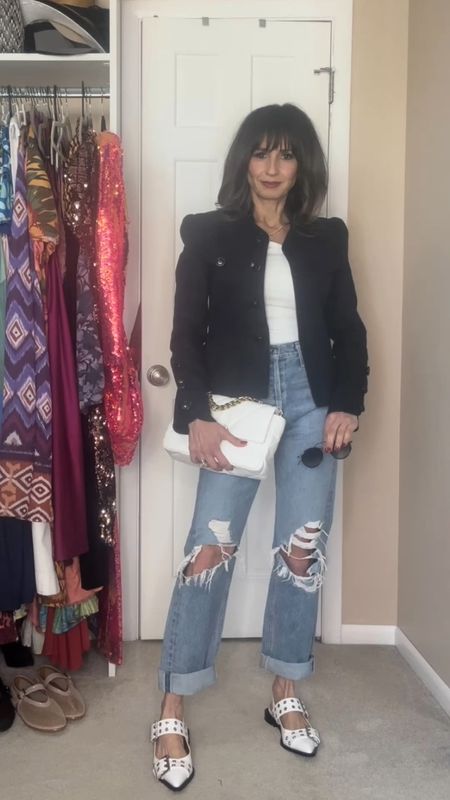 These jeans fit large. I sized down to a 23.

Top fits true to size. Shoes run large a full size. So I sized down to a 6.

The jacket I got at a consignment shop,

#LTKstyletip #LTKfindsunder50 #LTKover40