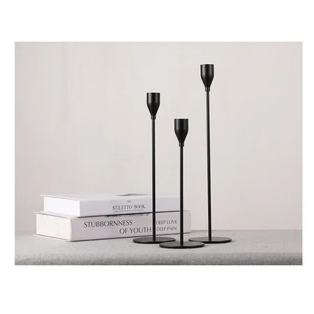 AIXPI Matte Black Candle Holders Set of 3 for Taper Candles Decorative Candlestick Holder for Weddin | Walmart (US)