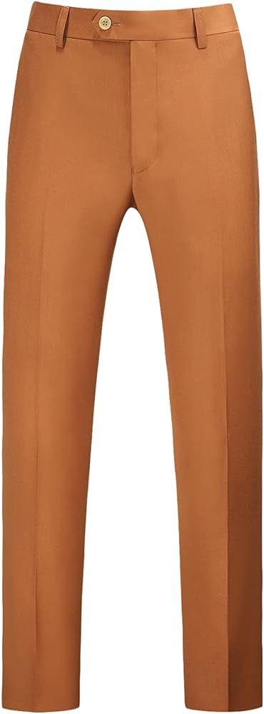 Mens Dress Pants Slim Fit Solid Color Skinny Trousers Classic Business Casual Wedding Suit Pants | Amazon (US)