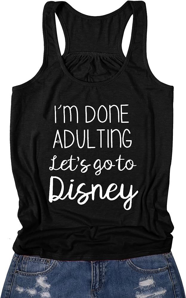 I Am Done Adulting Tank for Women Summer Vacation Tanks Top Funny Letters Sleeveless T-Shirts | Amazon (US)