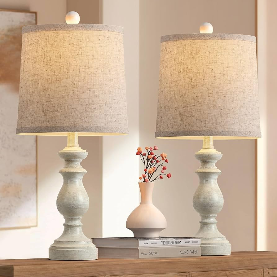PARTPHONER Traditional Table Lamp Set of 2, Rustic Farmhouse Table Lamps for Living Room Bedroom,... | Amazon (US)