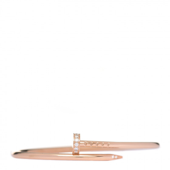 CARTIER 18K Pink Gold Diamond Small Juste Un Clou Bracelet 15 | Fashionphile
