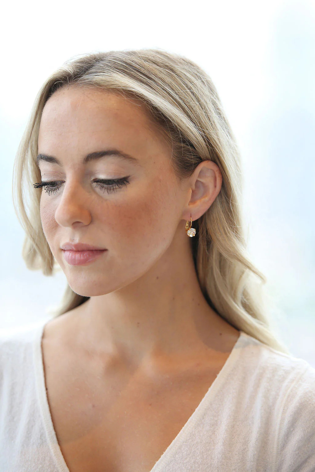 Dot Drop Crystal- Leverback Earrings | TrendingAbove