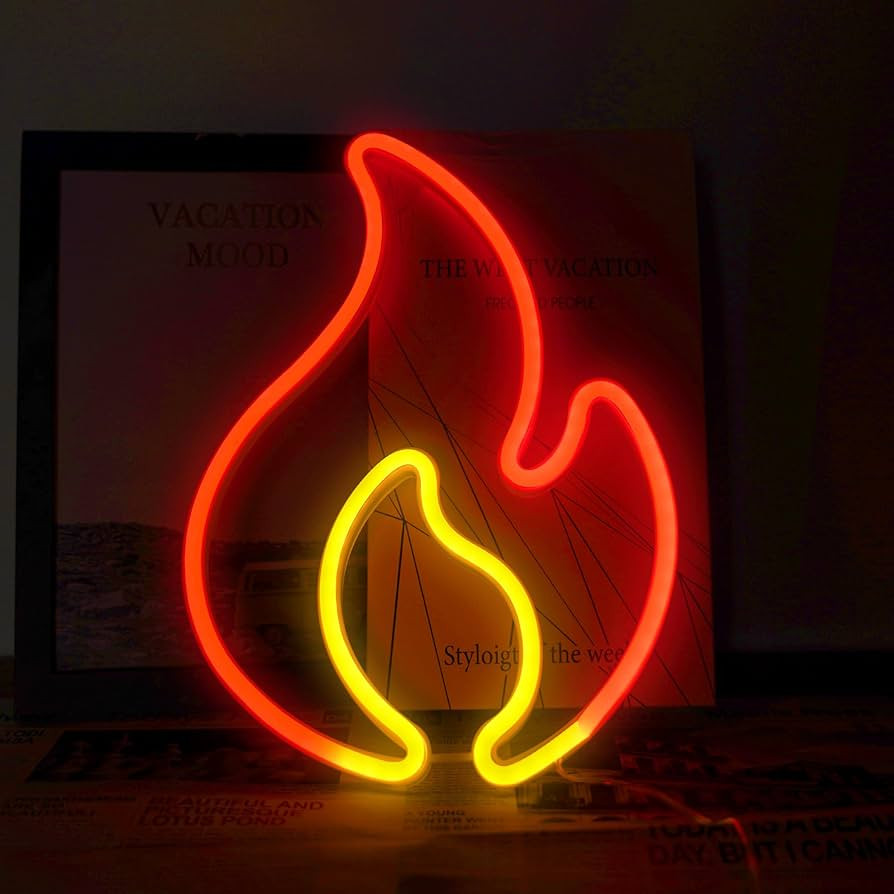 Fire Flame Neon Sign, Flame Led Light Sign for Wall Decor, Hanging Flaming Fire Neon Light, USB o... | Amazon (US)