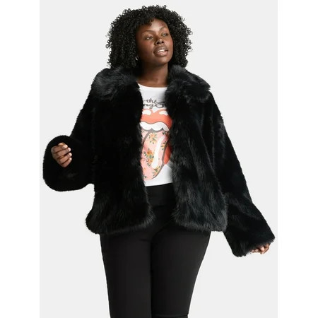 Time and Tru Women's Long Faux Fur Jacket, Sizes XS-3X | Walmart (US)