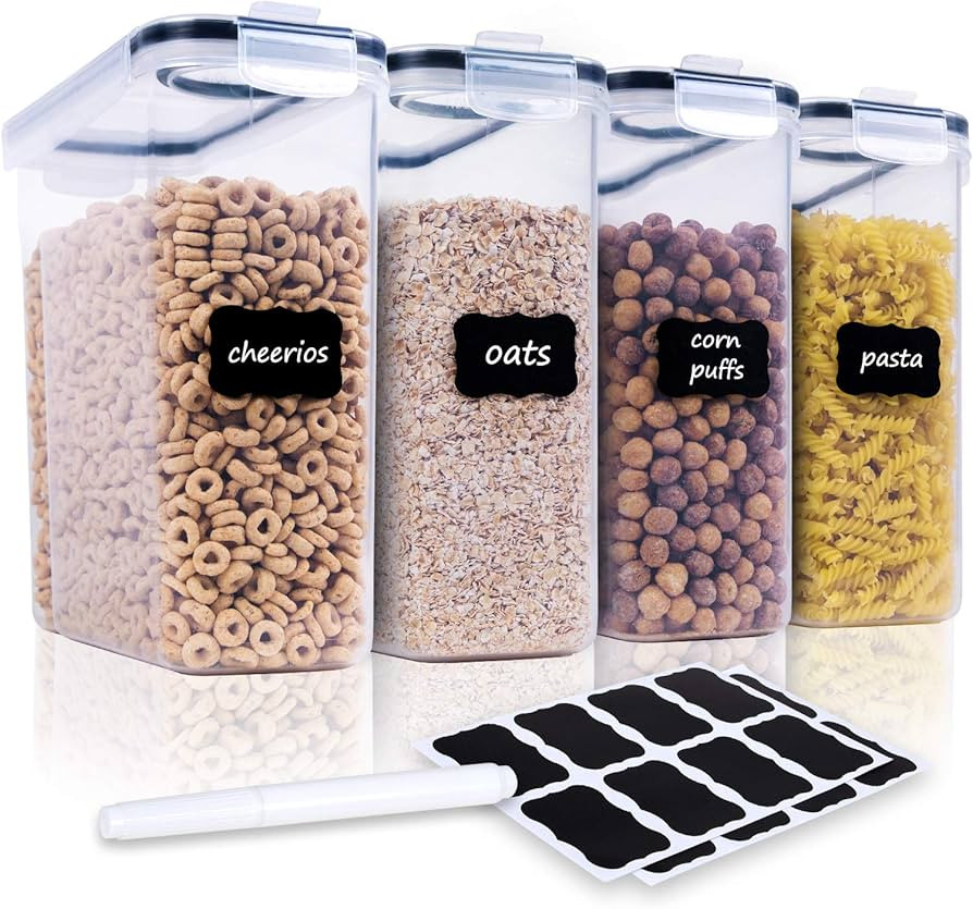 Cereal Containers Storage Set - 4 Piece Airtight Large Food Storage Containers(135.2oz), BPA Free... | Amazon (US)