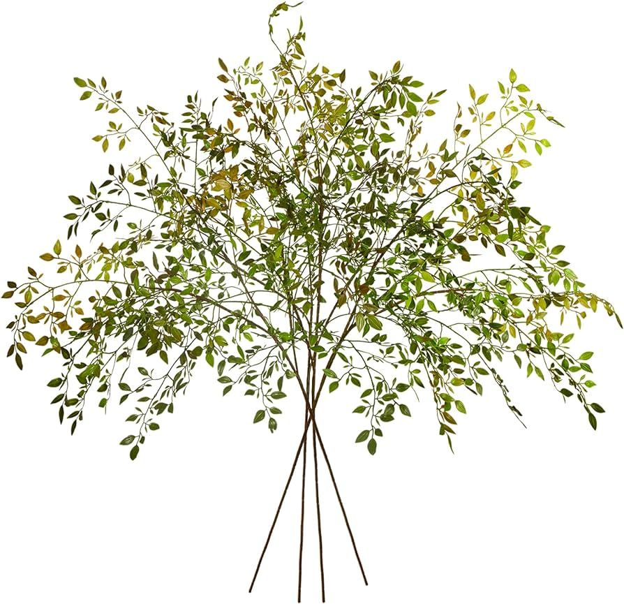 Ttranewsoo 4Pcs Artificial Greenery Stems, 43.3" Nandina Branches Tall Faux Plant Stems for Vase,... | Amazon (US)