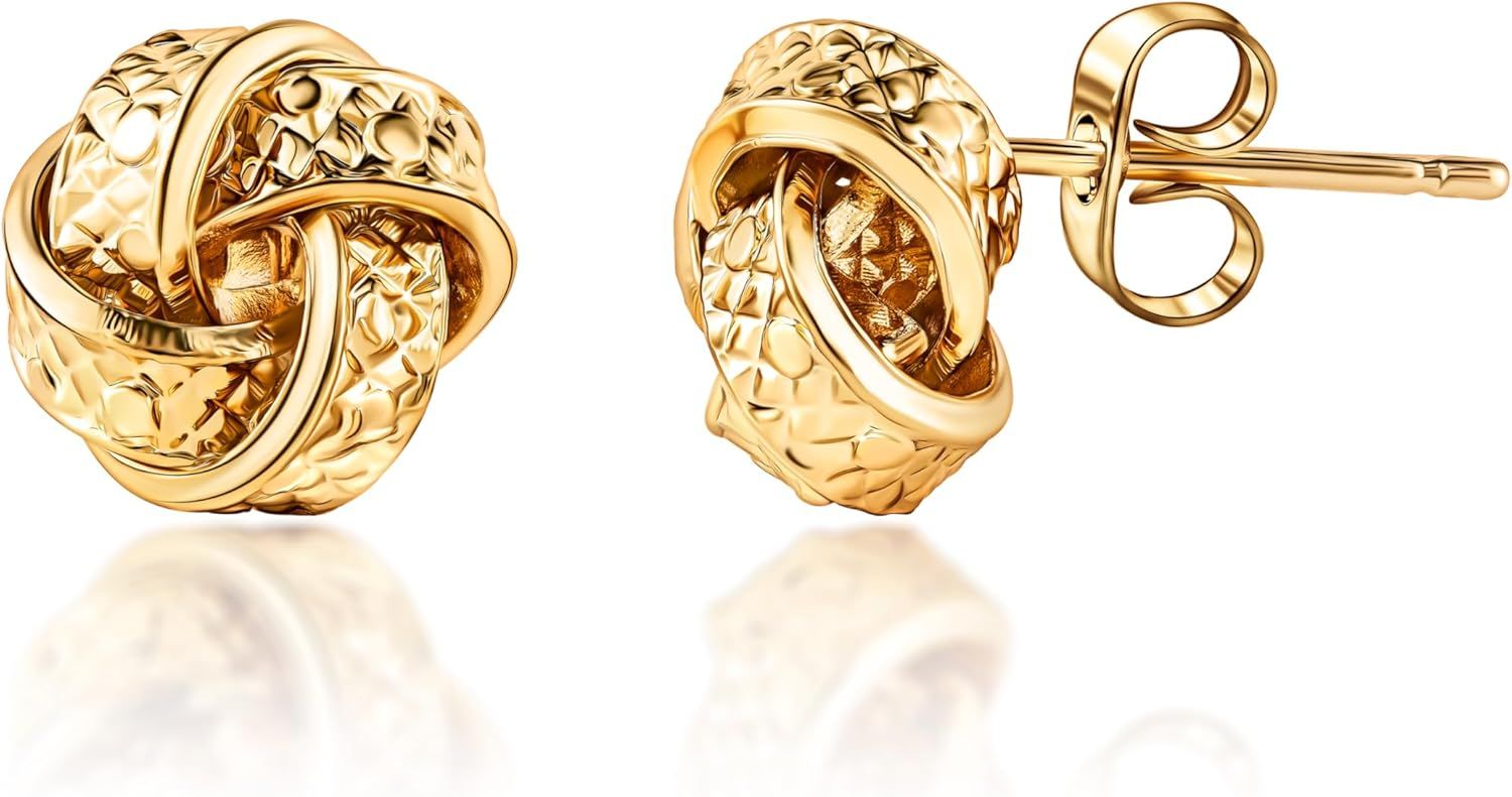 Barzel 18K Gold Plated Woven Love Knot Stud Earrings - Made In Brazil | Amazon (US)