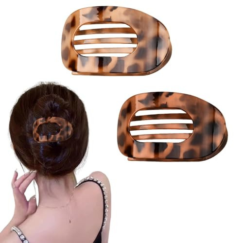 Large Flat Round Hair Clips for Girls Leopard Print Hair Claw Clips for Womens Hair Accessories for Girls Duckbill Clips for Hair Styling 2 Pcs Thick Thin Hair Barrettes Pins for Girls | Amazon (US)