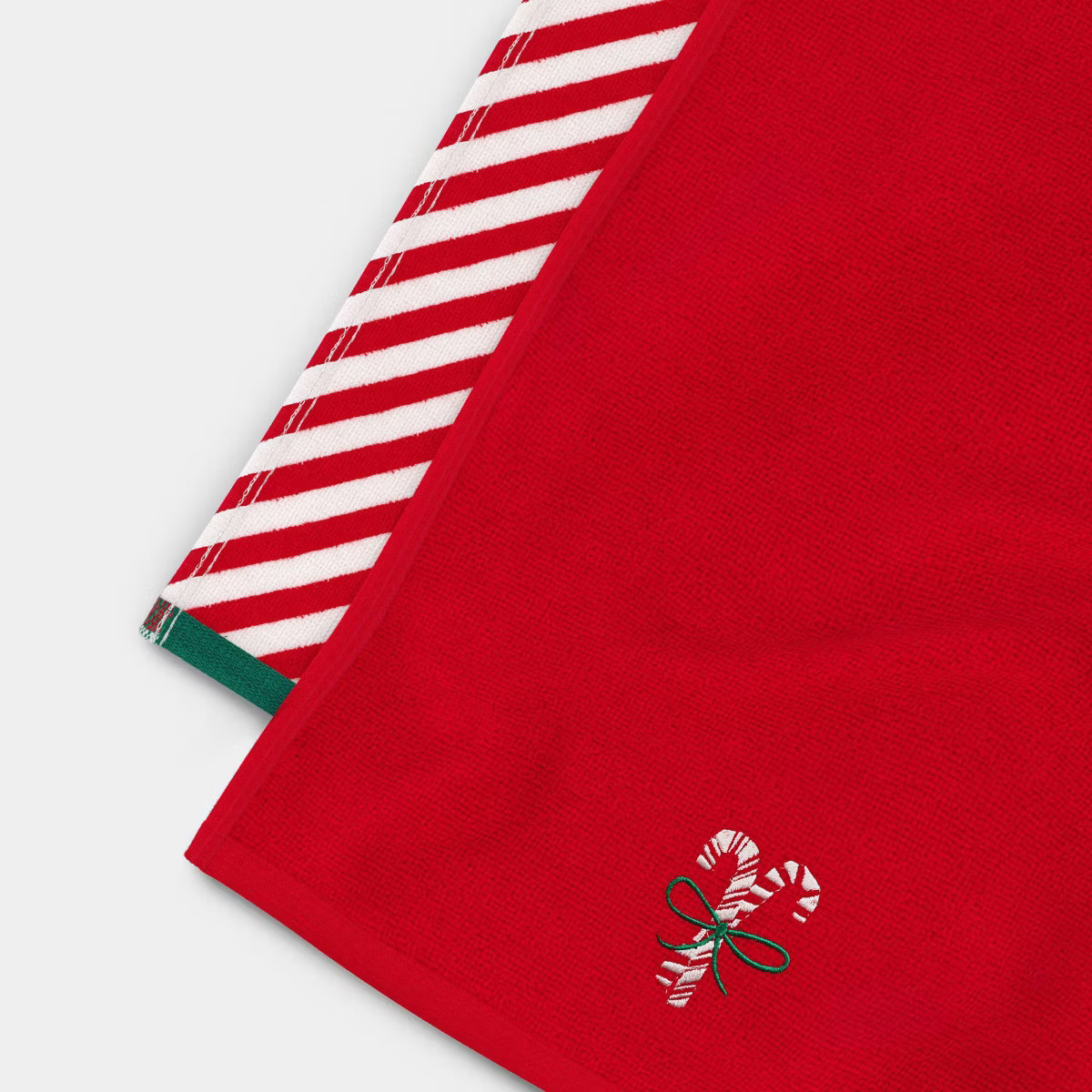 2pk Candy Cane and Red/White Striped Christmas Hand Towel Set - Wondershop™ | Target