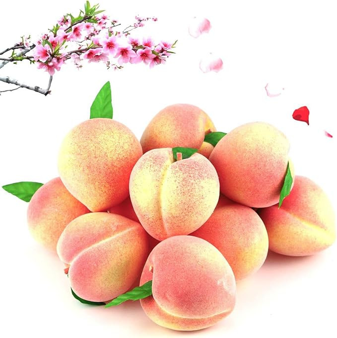 BcPowr 12PCS Fake Fruit Peach - Artificial Fruit Plastic Artificial Lifelike Peach Simulation Pin... | Amazon (US)