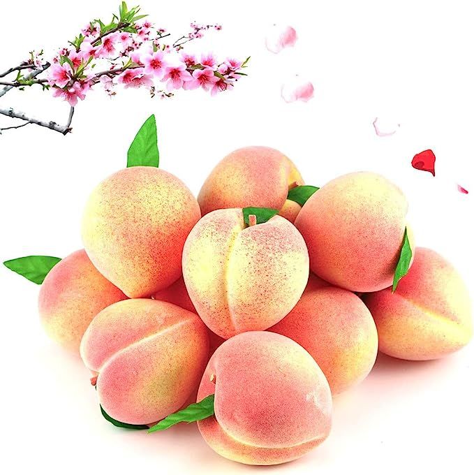 BcPowr 12PCS Fake Fruit Peach - Artificial Fruit Plastic Artificial Lifelike Peach Simulation Pin... | Amazon (US)