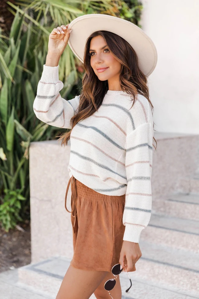Thinking About You Multicolored Striped Crew Neck Sweater | Pink Lily