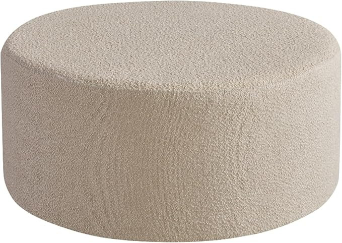 Round Coffee Table, Boucle Upholstered End Table, Work as Side Table & Ottoman & Seat for Living ... | Amazon (US)