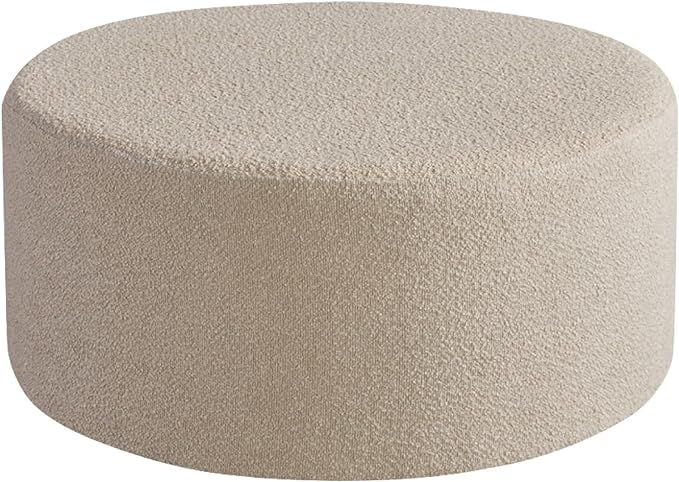 Round Coffee Table, Boucle Upholstered End Table, Work as Side Table & Ottoman & Seat for Living ... | Amazon (US)