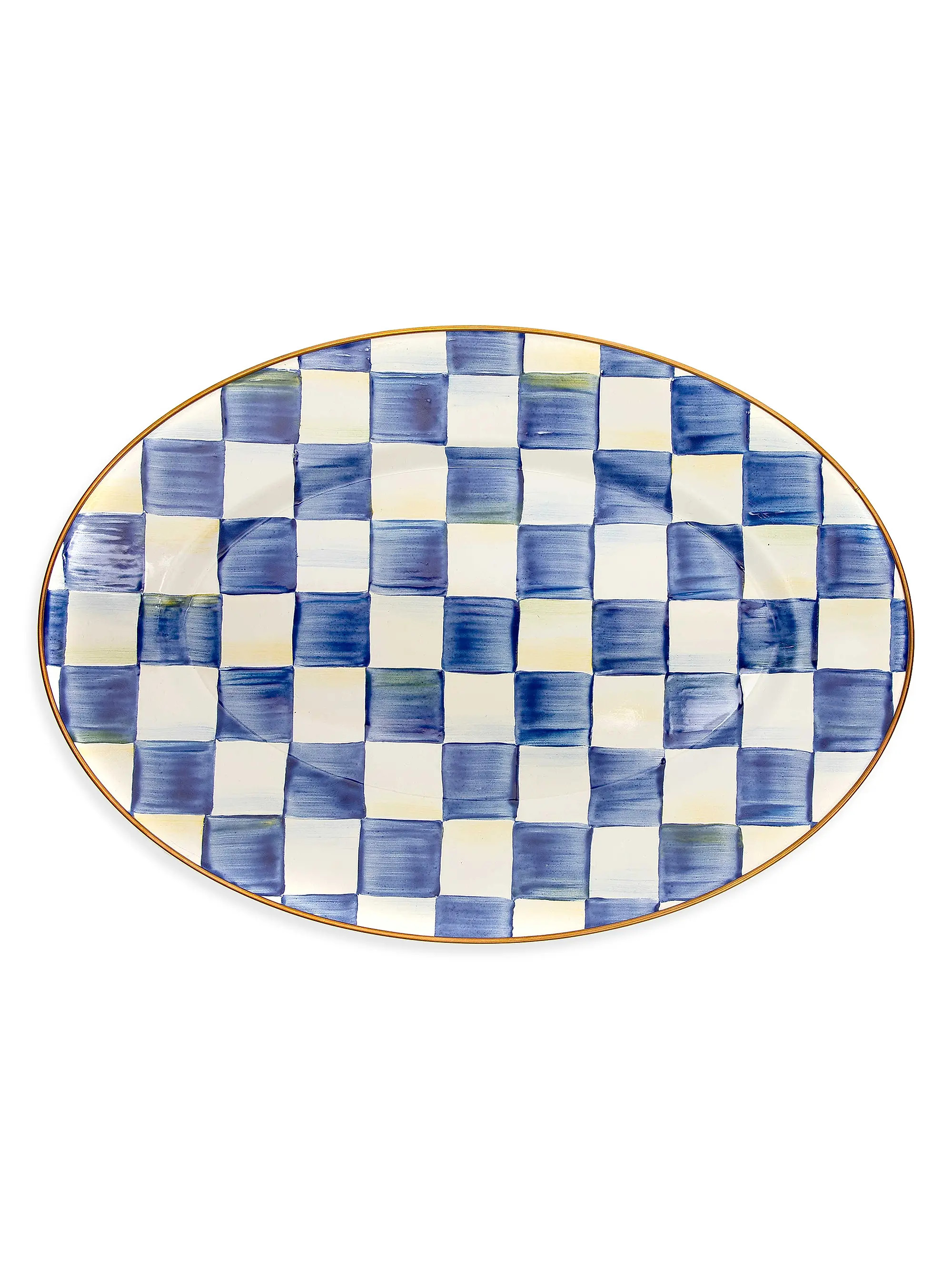 Shop MacKenzie-Childs Royal Check Enamel Oval Platter | Saks Fifth Avenue | Saks Fifth Avenue