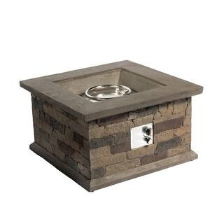28.3 in. Patio Outdoor 40,000 BTU Brown Multi Lava Rocks Magnesium Oxide Imitation Stone Concrete Propane Fire Pit Table | The Home Depot