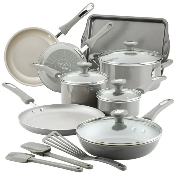 Rachael Ray 15 Pc Get Cooking! Aluminum Nonstick Cookware Set | Walmart (US)