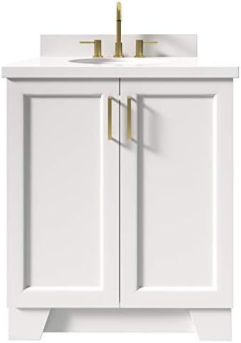ARIEL 31" Inch White Bathroom Vanity with Pure White Quartz Countertop | Oval Sink | 2 Soft-Closi... | Amazon (US)