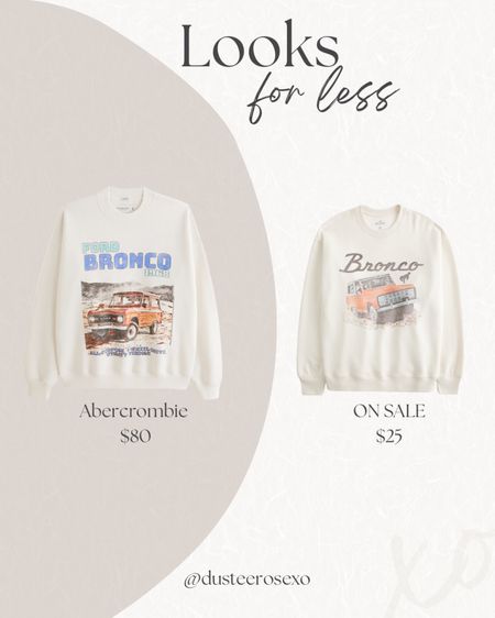 I have found a similar option to the popular bronco sweatshirt from
Abercrombie that is typically sold out! This one is on sale for only $25! All sizes are in stock 🫶🏼 

Looks for less | Affordable fashion

#LTKMostLoved #LTKfindsunder50 #LTKstyletip